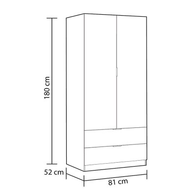 ARMARIO 2P+ 2CAJONES 180X81X52CM BLANCO MOMI