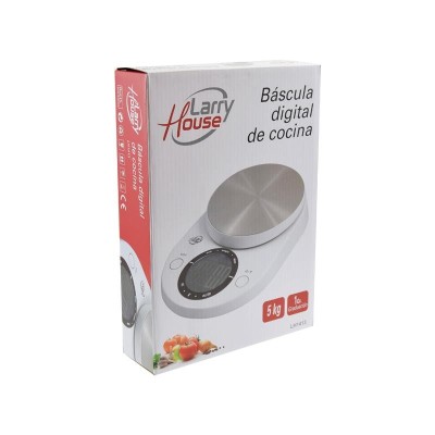 BÃSCULA DE COCINA DIGITAL 5 KGS CON PLATAFORMA ACERO INOXIDABLE LARRYHOUSE