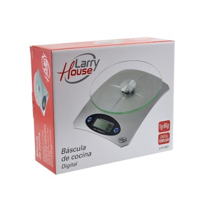 BÃSCULA DE COCINA DIGITAL 5 KGS CON PLATAFORMA DE VIDRIO LARRYHOUSE