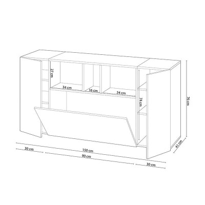 APARADOR 3 PUERTAS 76X150X41CM CEMENTO/BL. ARTIK MOMI