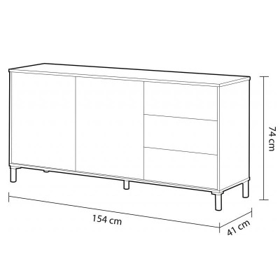 APARADOR BROOKLYN 2 PUERTAS + 3 CAJONES 74X154X41CM R.CANADIAN MOMI