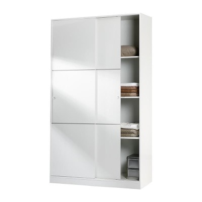 ARMARIO 2P CORREDERAS 200X120X50CM BLANCO BRILLO MOMI