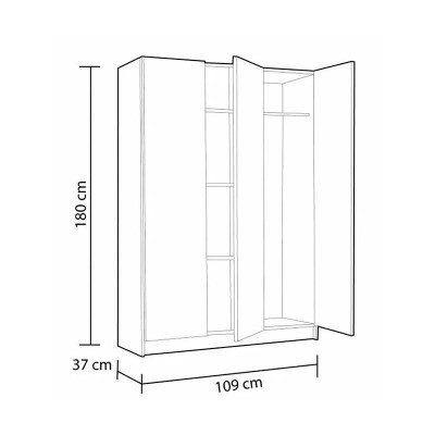 ARMARIO MULTIUSOS ESCOBERO 3P 180X109X37CM BLANCO MOMI