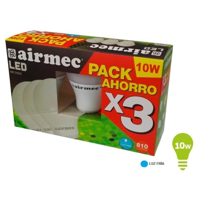 BOMBILLAS LED PACK 3 10W A60 E27 LUZ FRÍA AIRMEC