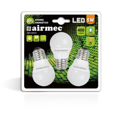 BOMBILLAS LED PACK 3 5W G45 E27 LUZ BLANCA AIRMEC