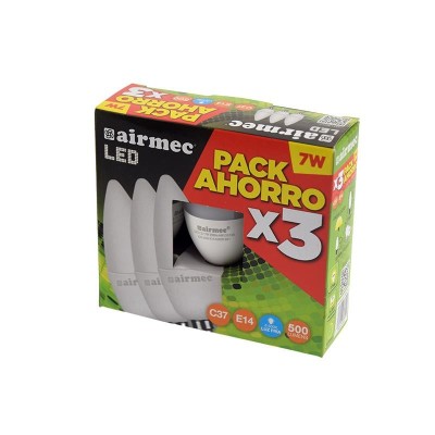 BOMBILLAS LED PACK 3 7W C37 E14 LUZ FRÍA AIRMEC