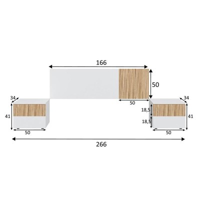 CABECERO + 2 MESITAS CAJONES 266X91X34CM ETHNA MOMI