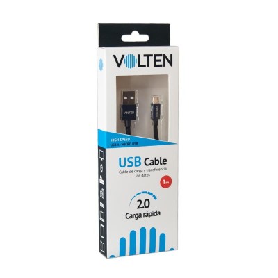 CABLE USB A MICRO USB AZUL 1 METRO VOLTEN