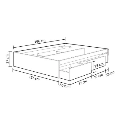 CAMA 150 4 CAJONES 37X156X196CM BLANCO ARTIK MOMI