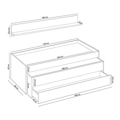 CAMA DOBLE + 1 CAJÓN + ESTANTE 65X199X96CM BL. ARTIK/VELHO MOMI