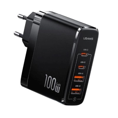 CARGADOR RAPIDO 100W DUAL USB + USB-C +USB-A NEGRO USAM