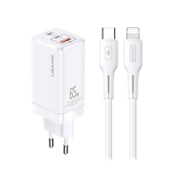 CARGADOR RAPIDO 65W USB + CABLE SJ406 U43 BLANCO USAMS