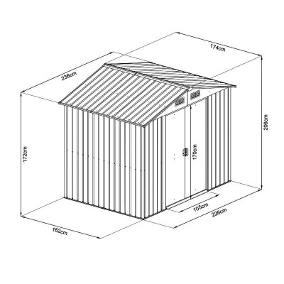 CASETA DE METAL CON PUERTAS CORREDERAS 174x236x206CM (4M2) AIRMEC