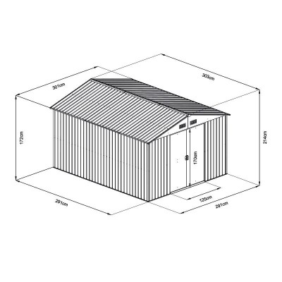 CASETA DE METAL CON PUERTAS CORREDERAS 303x301x214CM (9M2) AIRMEC