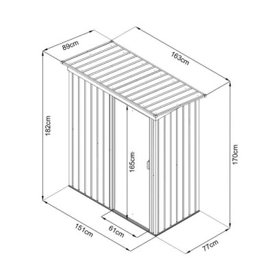 CASETA DE METAL PUERTA CORREDERA ANTRACITA AIRMEC 89x163x182 CM (1.5M2)