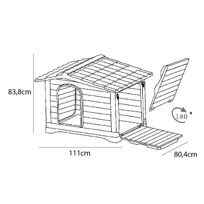 CASETA DE PERRO PLASTICA 111X83.8X80.4CM GRIS OSCURO DONNA GARDEN