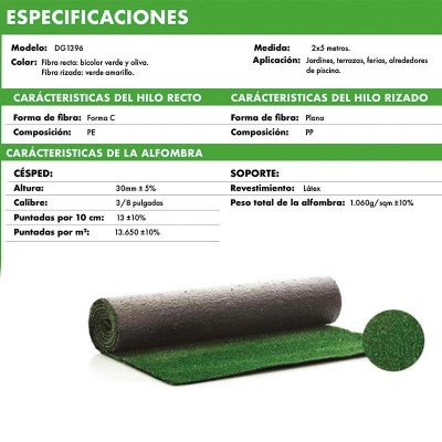 CESPED ARTIFICIAL SERIE ECO DONNA GARDEN (30MM 2X5MTS)