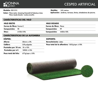 CESPED ARTIFICIAL SERIE GREEN DONNA GARDEN (30MM 2X5MTS)