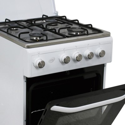 COCINA GAS + HORNO BLANCA 4 FUEGOS 50CM LARRYHOUSE