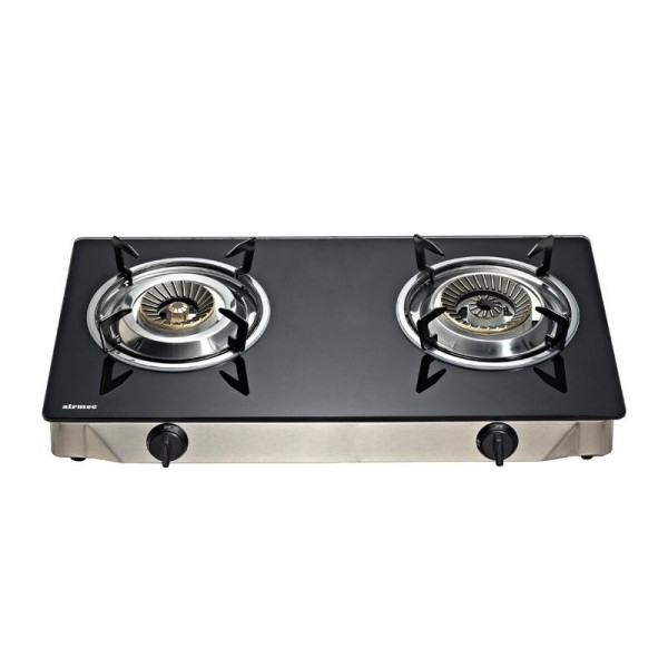 COCINA GAS INOX CON CRISTAL TEMPLADO 2 FUEGOS AIRMEC