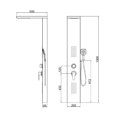 COLUMNA DE DUCHA HIDROMASAJE INOX SERIE ELISABETH BENOTTI