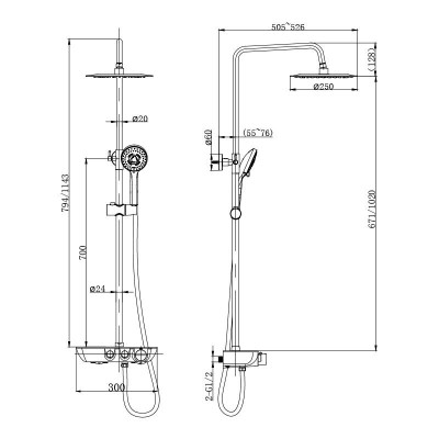 COLUMNA DE DUCHA TERMOSTATICA BOTON SERIE LYON BENOTTI