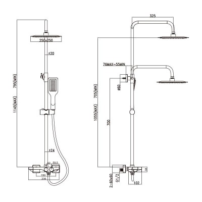 COLUMNA DE DUCHA TERMOSTATICA SERIE MAUI BENOTTI