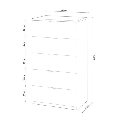 CÓMODA 5 CAJONES 110X60X40CM R. CANADIAN/OXIDO MOMI