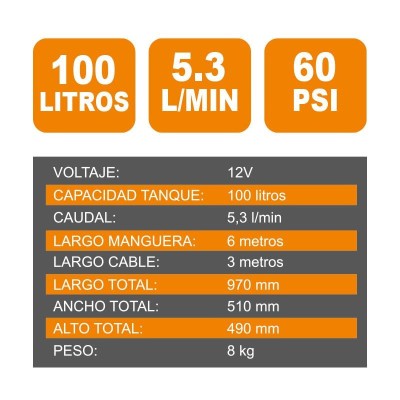 DEPOSITO LIQUIDOS CON BOMBA 12V AIRMEC 100 LITROS