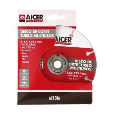 DISCO DE CORTE TURBO MULTIUSOS 115MM AICER