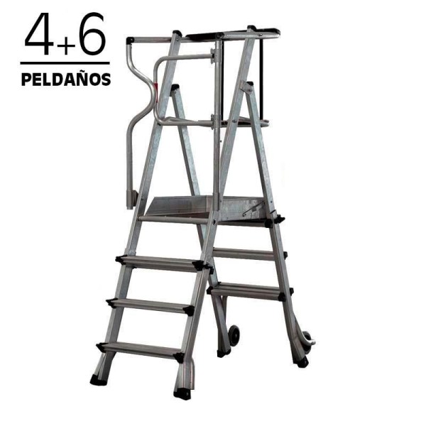 ESCALERA ALUMINIO PLEGABLE GUARDACUERPOS CON PLATAFORMA AIRMEC (4+6)