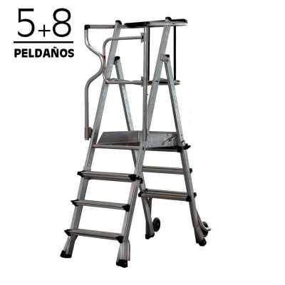 ESCALERA ALUMINIO PLEGABLE GUARDACUERPOS CON PLATAFORMA AIRMEC (5+8)