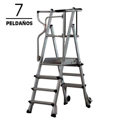 ESCALERA ALUMINIO PLEGABLE GUARDACUERPOS CON PLATAFORMA AIRMEC (7 PELDAÑOS)