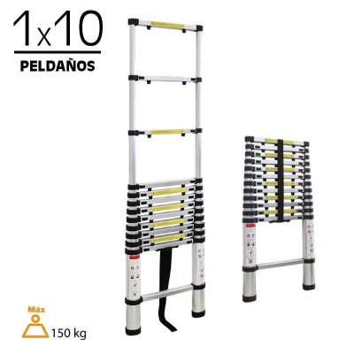 ESCALERA TELESCÓPICA ALUMINIO PELDAÑOS AIRMEC (1X10)