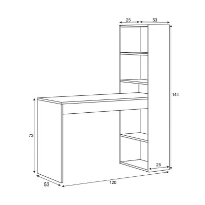 ESCRITORIO Y ESTANTERÃA REVERSIBLE 144X120X53CM BLANCO ARTIK MOMI