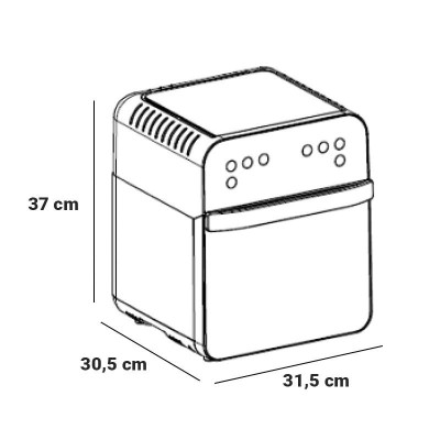 HORNO + FREIDORA DE AIRE CALIENTE 12 LITROS 1.600W LARRYHOUSE