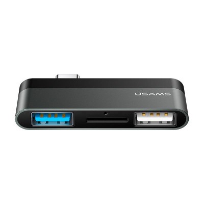 HUB USB 3 PUERTOS 2XUSB + MICRO SD GRIS USAMS