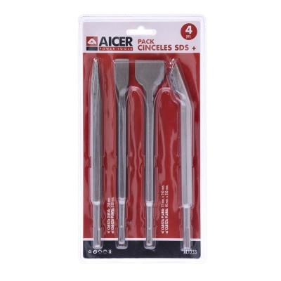 JUEGO 4 PCS CINCELES SDS+ AICER