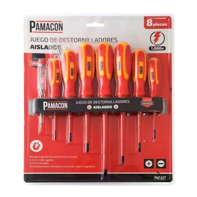 JUEGO 8 PCS DESTORNILLADORES AISLADOS PAMACON