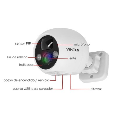 KIT 2 CÃMARAS WIFI RECARGABLES TIPO BULLET ALARMA NVR 4MP VOLTEN