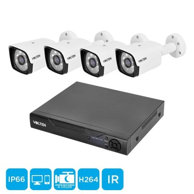 KIT CÃMARAS DE SEGURIDAD AHD TIPO BULLET DVR 5MP VOLTEN