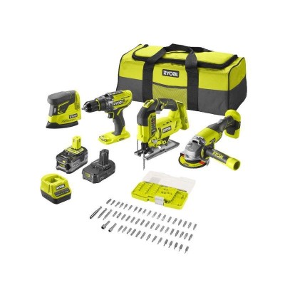 KIT TALADRO-AMOLADORA-SIERRA-LIJADORA ONE+ RYOBI (1x2.0Ah+1x5.0AH+CARGADOR)