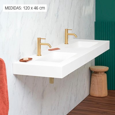 LAVABO DOBLE SUSPENDIDO CARGA MINERAL 120X46CM SERIE BUNI BENOTTI