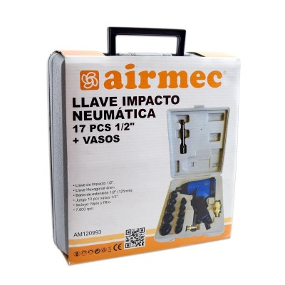 LLAVE IMPACTO NEUMATICA 17PCS 1/2" + VASOS AIRMEC