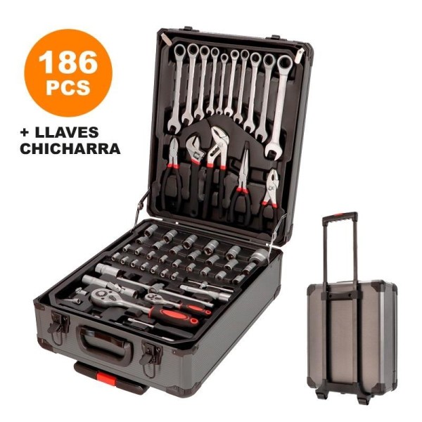 MALETA DE HERRAMIENTAS 186 PCS + LLAVES CHICHARRA AIRMEC