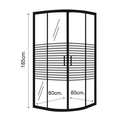MAMPARA DUCHA ANGULAR RAYADA BENOTTI (185X80CM 6MM)