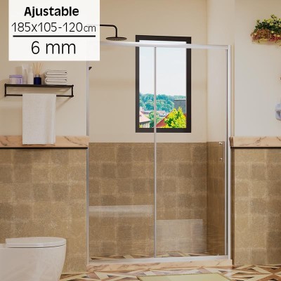 MAMPARA DUCHA FRONTAL AJUSTABLE BENOTTI (185X105-120CM 6MM)