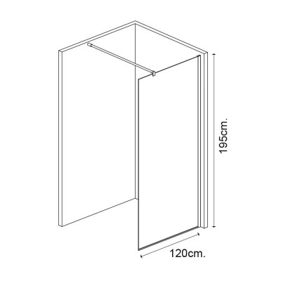 MAMPARA DUCHA PANEL 1 HOJA CRISTAL FIJO SERIE BOSTON BENOTTI (195X120 8MM)