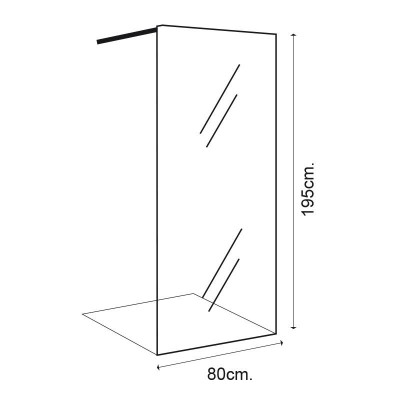 MAMPARA DUCHA PANEL 1 HOJA CRISTAL FIJO SERIE MIAMI BENOTTI (195X80CM 8MM)