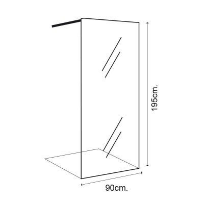 MAMPARA DUCHA PANEL 1 HOJA CRISTAL FIJO SERIE MIAMI BENOTTI (195X90CM 8MM)